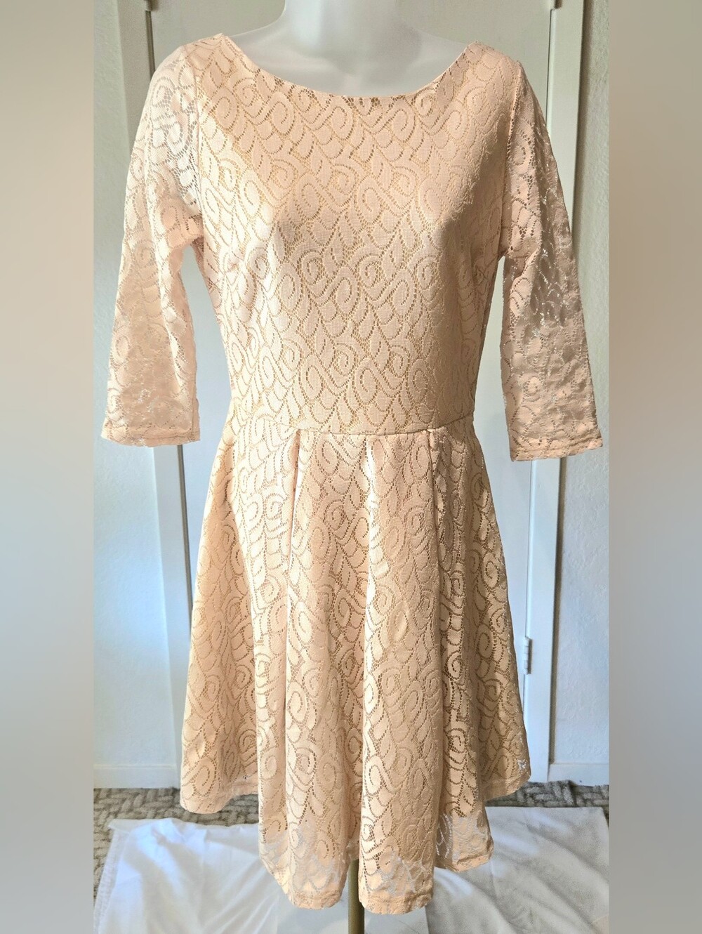 Fleet Collection By ModShop Nude Lace Fit-and-Flare Dress